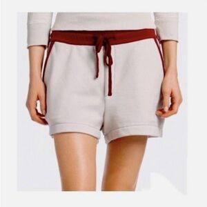 James Perse Contrast Colored Sweat Shorts Drawstring Size 0 Athleisure Off White